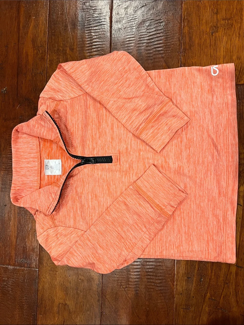 GAP Toddler Quarter-Zip Performance Top - Orange Heather and Navy